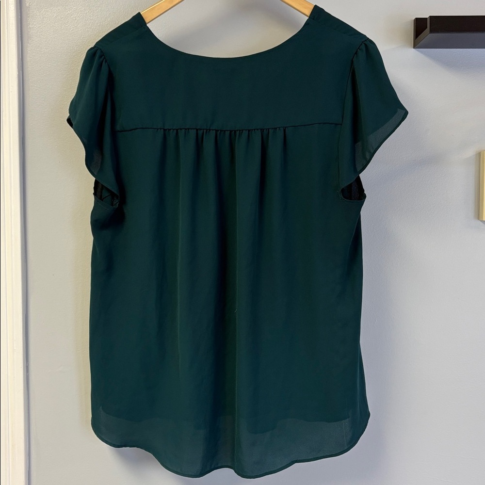 torrid Dark Teal V-Neck Flutter Sleeve Blouse - Picture 5 of 7